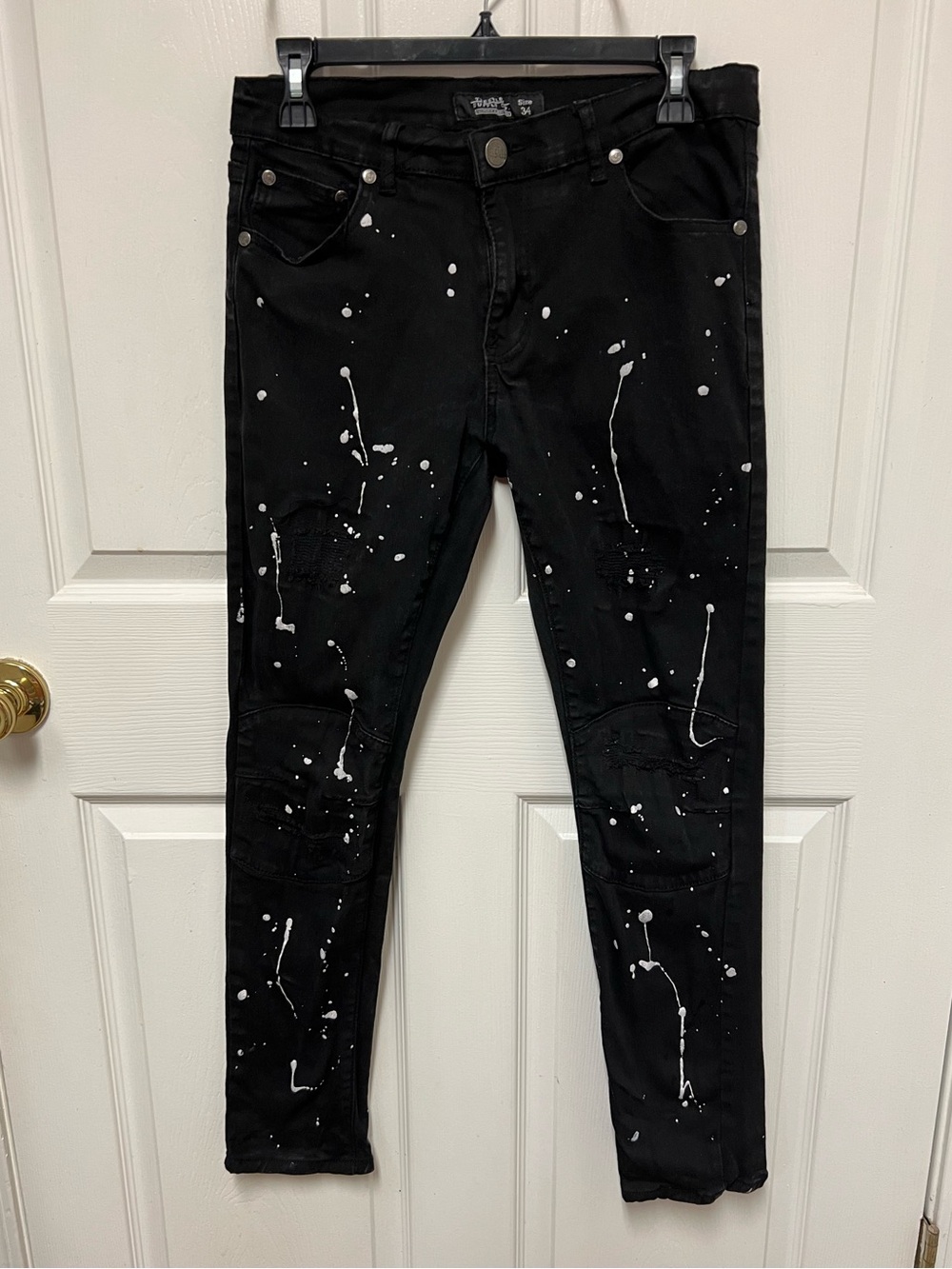 Trestles Supply Co. Paint-Splatter Black Skinny Jeans